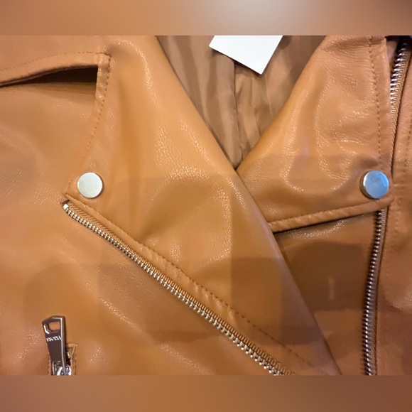 Faux Leather Camel Moto Jacket - Picture 12 of 12